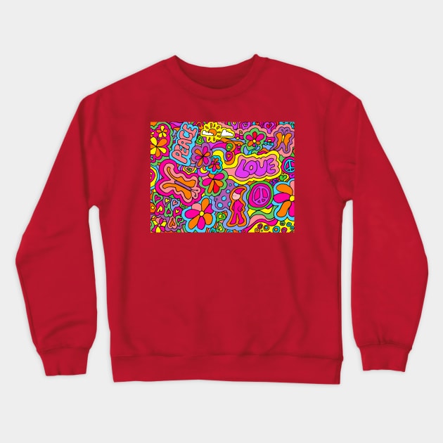 Peace and Love Crewneck Sweatshirt by offsetvinylfilm